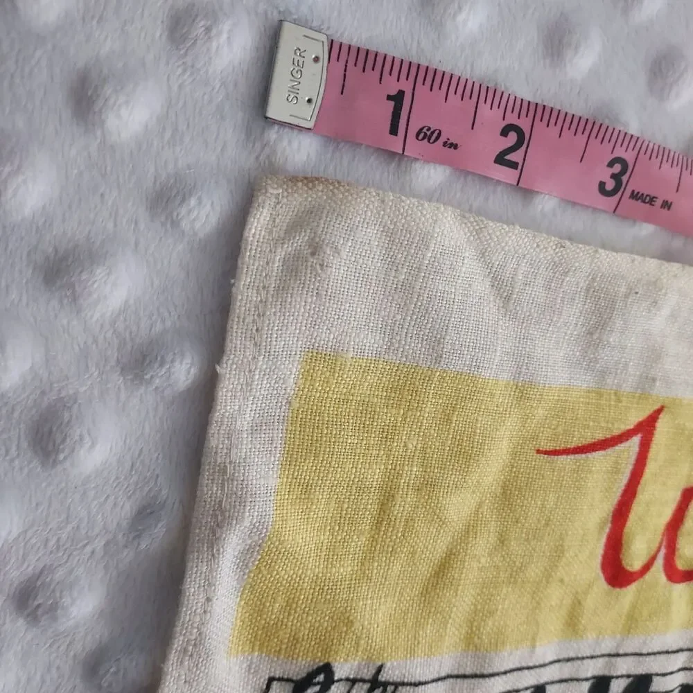 Vintage Linen Tea Towel Farmhouse Waltzing Matilda Kitchen Rag Australia Animals